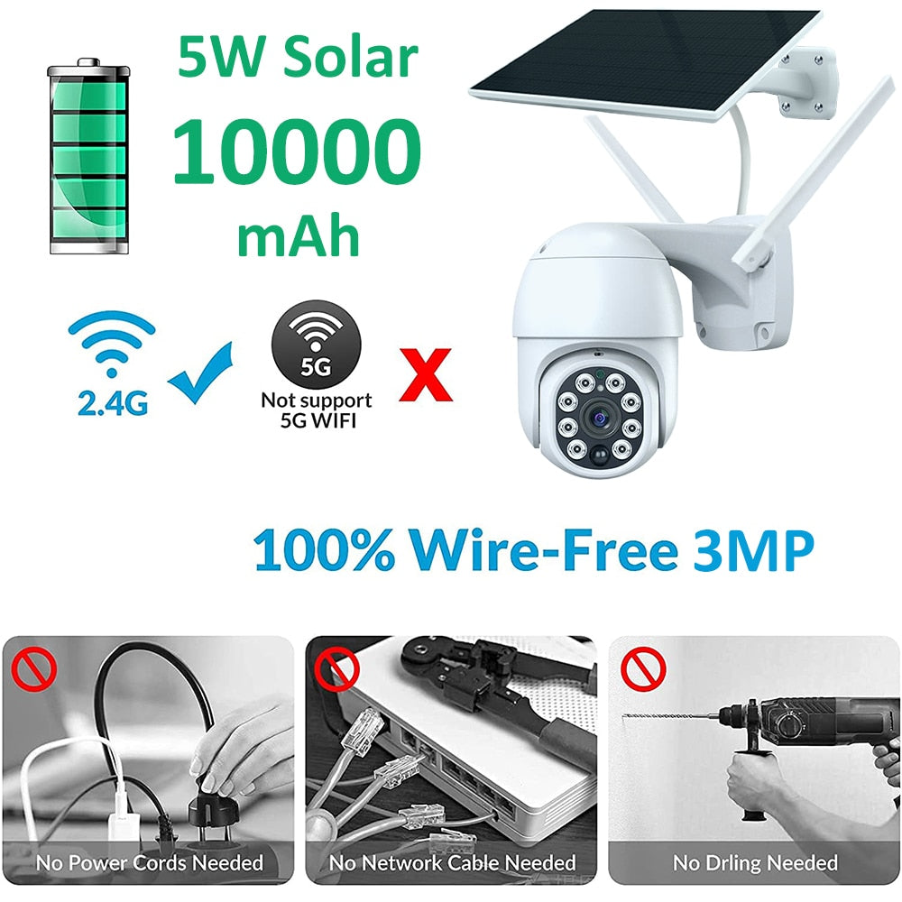 REHENT 3MP Outdoor 10400mAh Battery WIFI Wireless Alarm Auto Tracking 5W Solar CCTV Security Surveillance IP Camera with Patrol