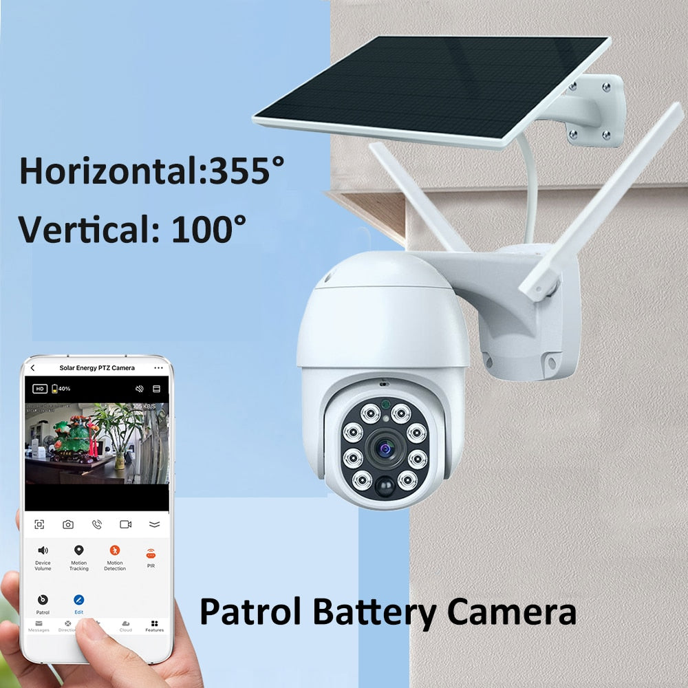 REHENT 3MP Outdoor 10400mAh Battery WIFI Wireless Alarm Auto Tracking 5W Solar CCTV Security Surveillance IP Camera with Patrol