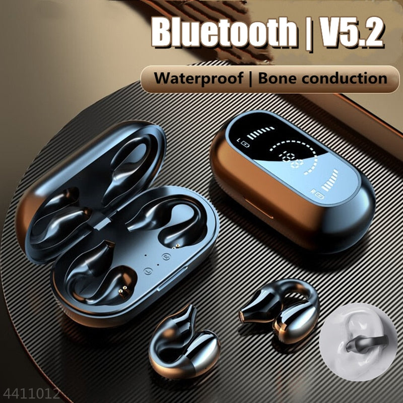 2023 New TWS Bluetooth 5.2 Wireless Bone Conduction Headphones Clip Ear Music Noise Canceling Headset HD Call Sports Earphone