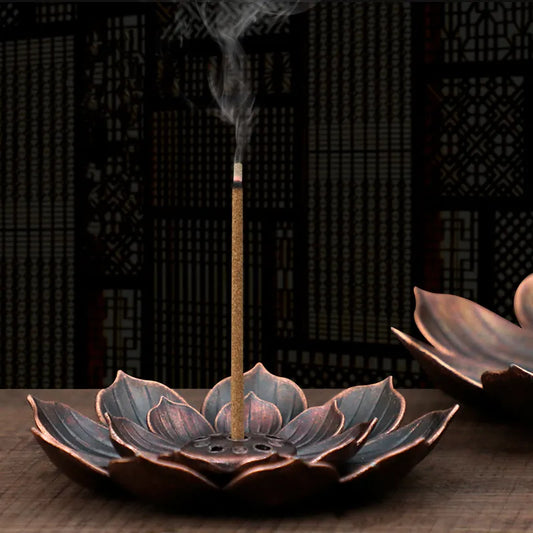 Alloy Incense Burner Stick Holder Buddhism Lotus Line Incense Plate Sandalwood Coil Base Temples Yoga Studios Home Decoration