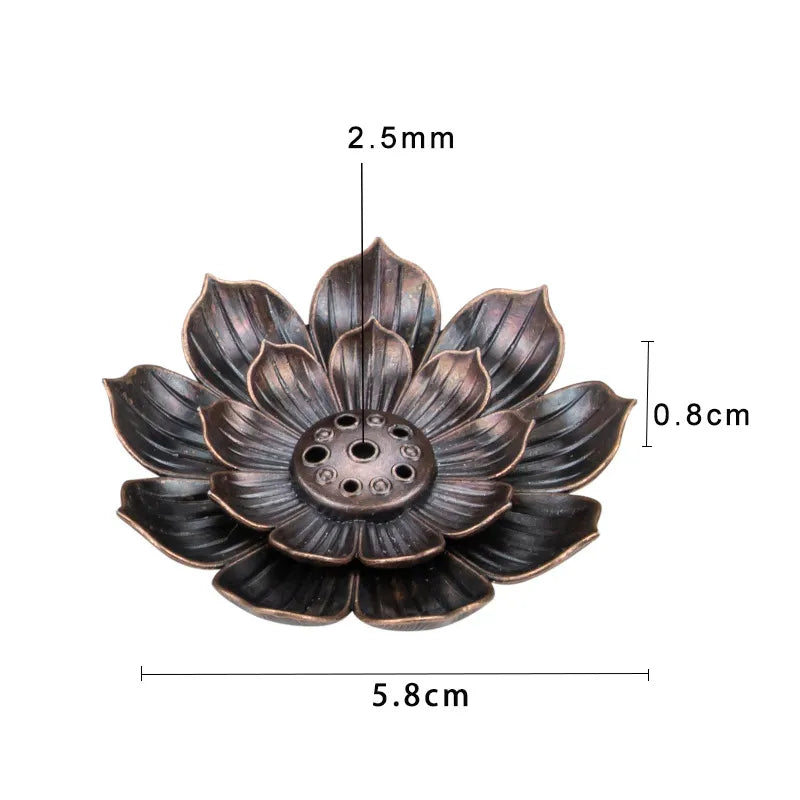 Alloy Incense Burner Stick Holder Buddhism Lotus Line Incense Plate Sandalwood Coil Base Temples Yoga Studios Home Decoration