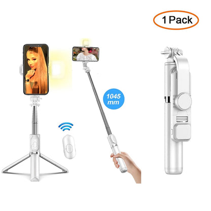 Wireless Bluetooth Selfie Stick Foldable Portable Tripod with Fill Light Shutter Remote Control for Android iPhone Smartphone