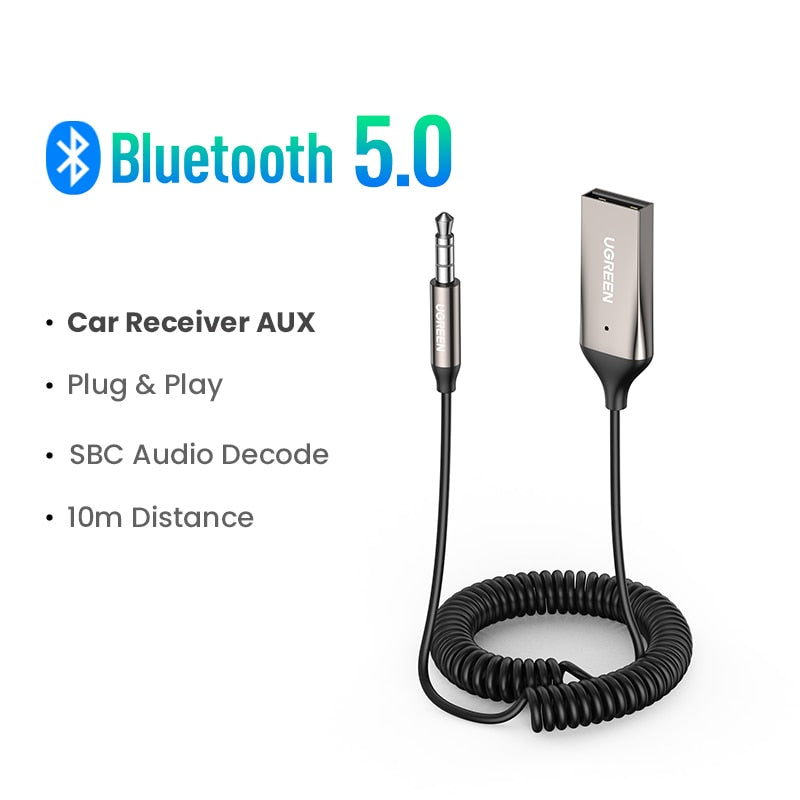 UGREEN Bluetooth Aux Adapter Wireless Car Bluetooth Receiver USB to 3.5mm Jack Audio Music Mic Handsfree Adapter for Car Speaker