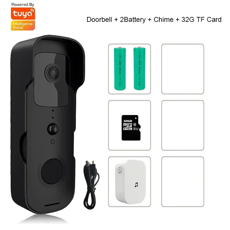 1080p Full HD Battery Powered Outdoor Ip54 Wireless Wifi Smart Video Doorbell