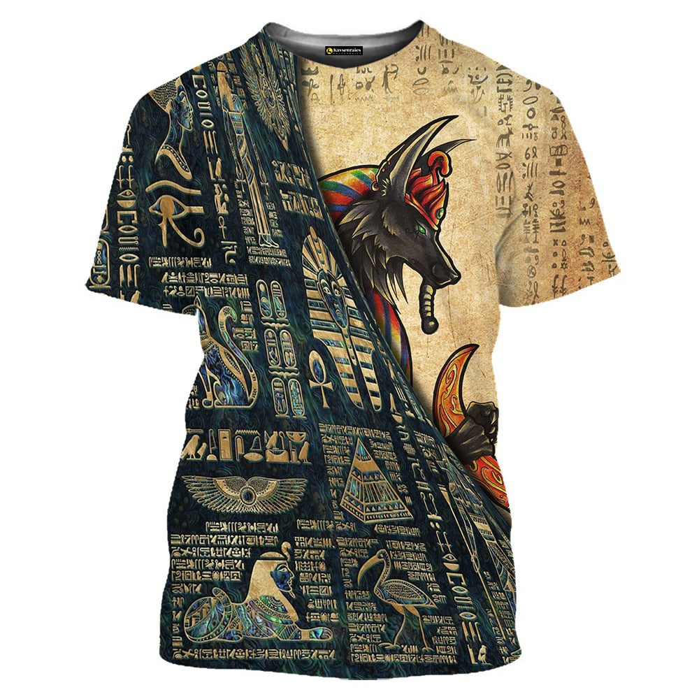 Ancient Egyptian Horus 3d Print Summer Men's O-Neck T-shirt Casual Short Sleeve Oversized Pullover Fashion Tee Tops Men Clothing