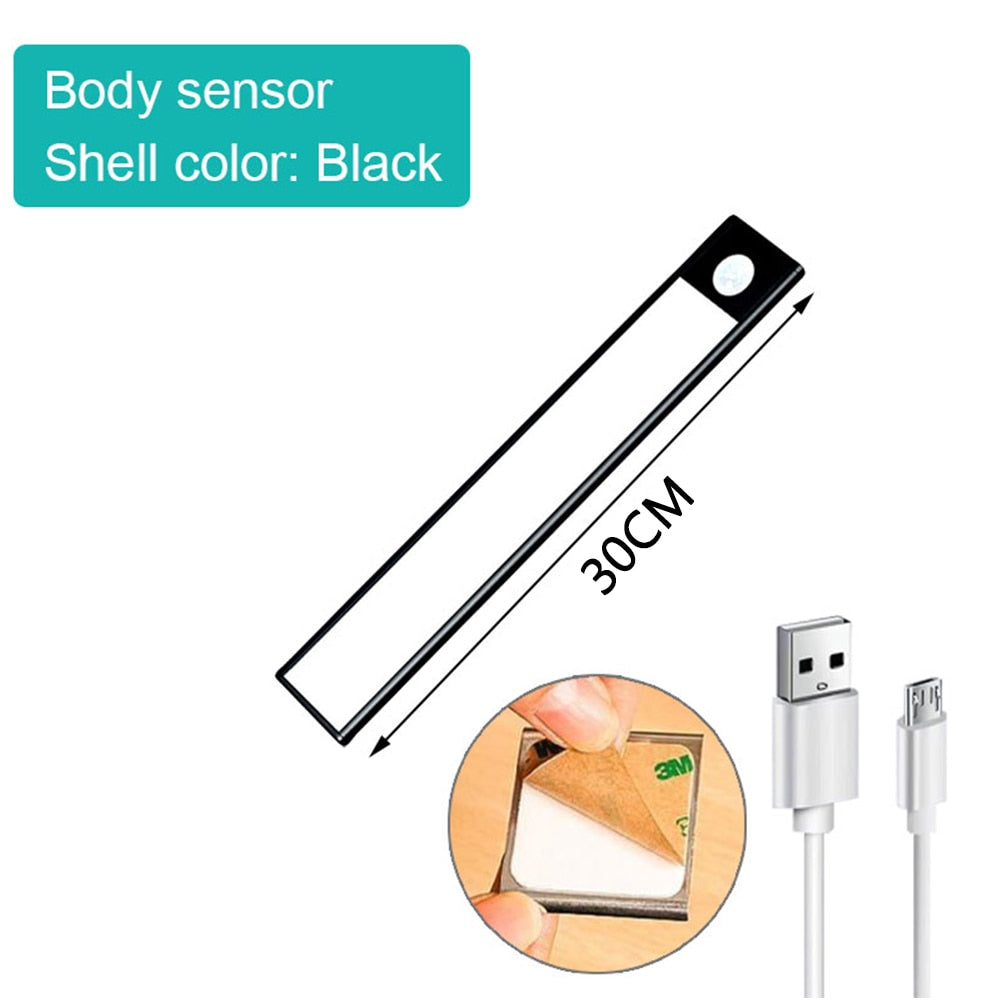 LED Motion Sensor Light Night Light Wireless USB Under Cabinet Light For Kitchen Cabinet Bedroom Wardrobe Sensor Indoor Lighting