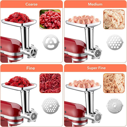 Meat Grinder Blades Attachment Sausage Stuffer Accessories for KitchenAid Stand Mixer All Metal Meat Mincer for Food