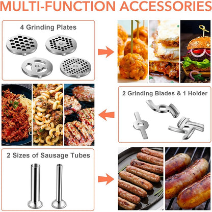 Meat Grinder Blades Attachment Sausage Stuffer Accessories for KitchenAid Stand Mixer All Metal Meat Mincer for Food