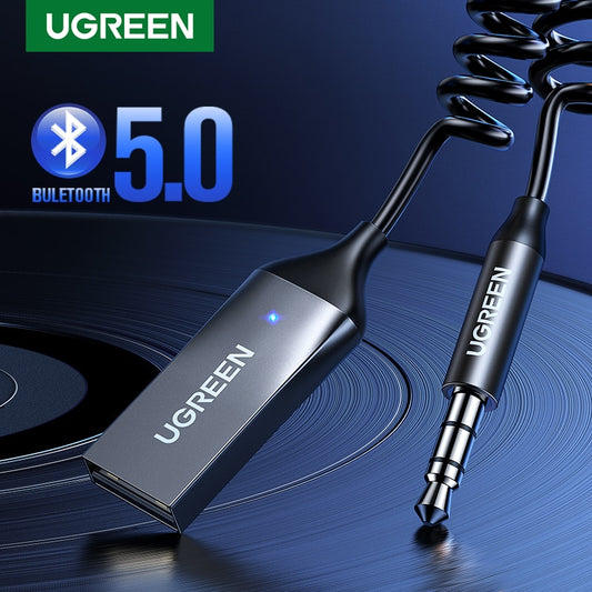 UGREEN Bluetooth Aux Adapter Wireless Car Bluetooth Receiver USB to 3.5mm Jack Audio Music Mic Handsfree Adapter for Car Speaker